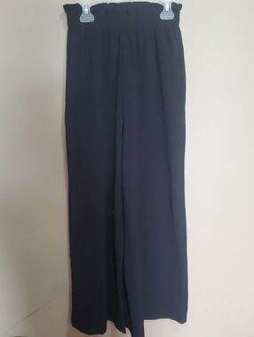 Simplee Black Elastic Waist Wide-Leg Pants Size Xs